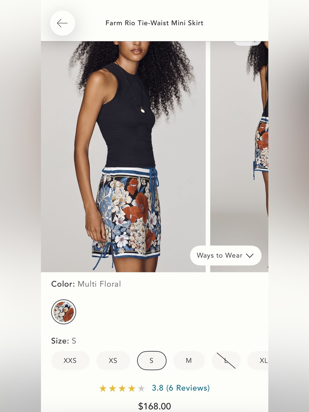 Brand New FARM Rio Tie-Waist Mini Skirt with Rust Blooms! Size: Small. W/ tags!
